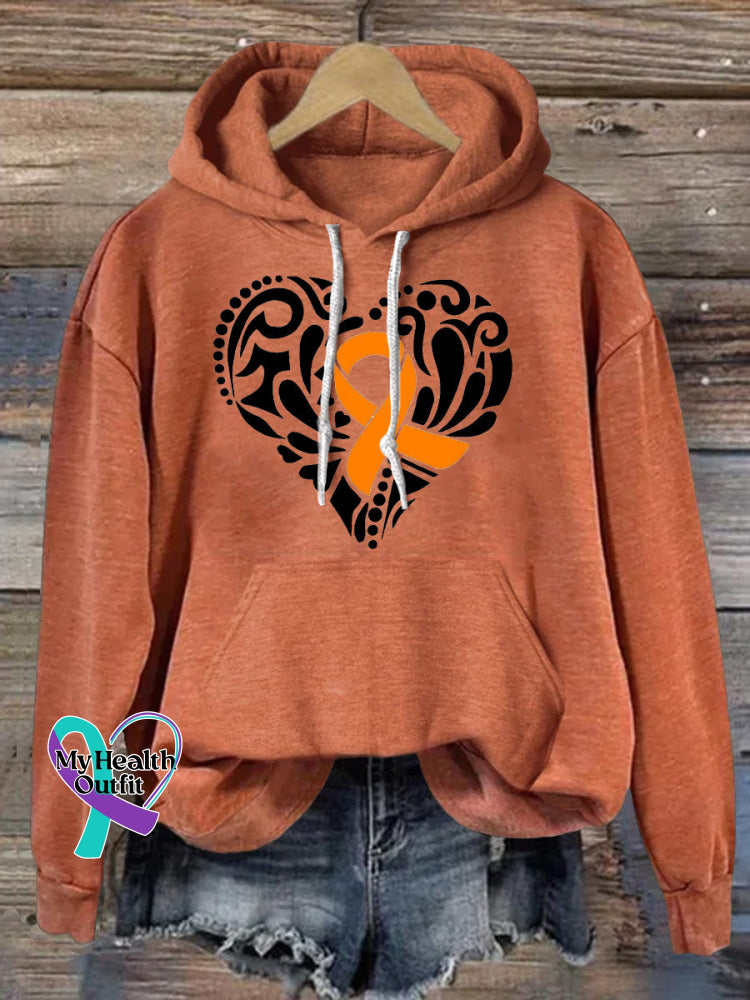 Multiple Sclerosis Printed V-Neck Casual Short Sleeve T-Shirt Hoodie-Orange / S