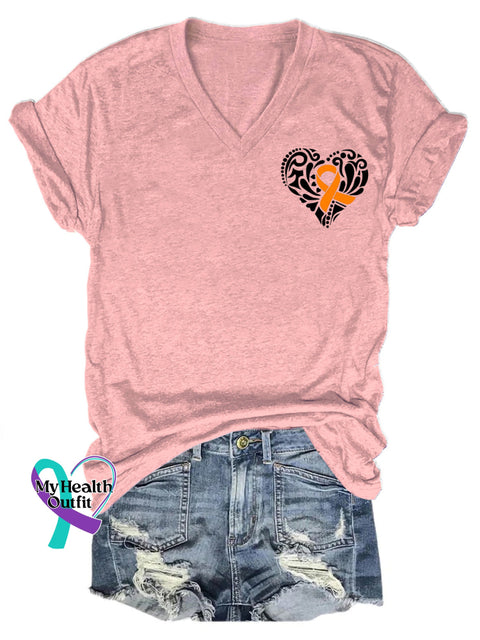 Multiple Sclerosis Printed V-Neck Casual Short Sleeve T-Shirt Pink / S