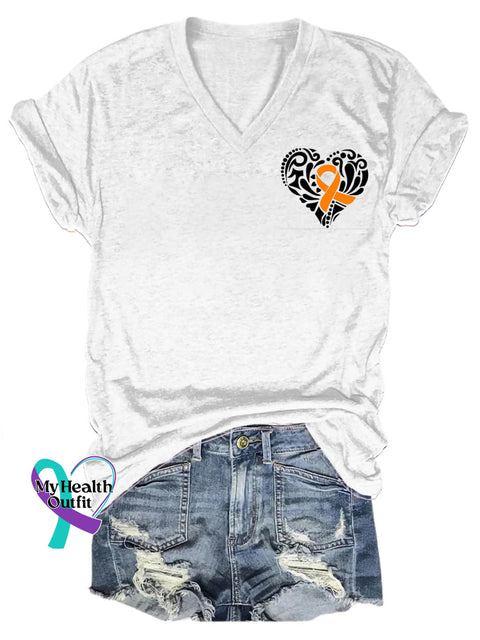 Multiple Sclerosis Printed V-Neck Casual Short Sleeve T-Shirt White / S