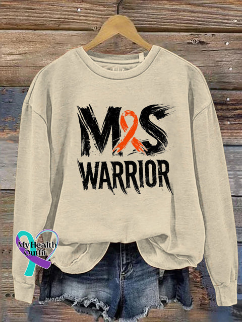 Multiple Sclerosis Warrior Print Casual Sweatshirt Beige / S