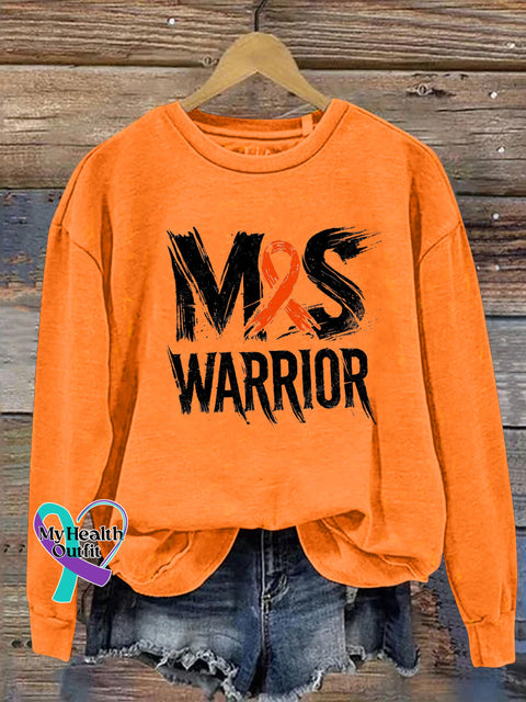 Multiple Sclerosis Warrior Print Casual Sweatshirt Orange / S