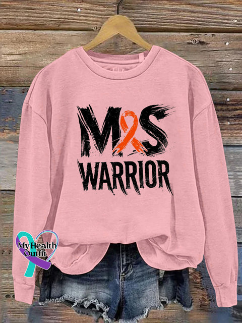 Multiple Sclerosis Warrior Print Casual Sweatshirt Pink / S