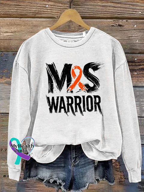 Multiple Sclerosis Warrior Print Casual Sweatshirt White / S
