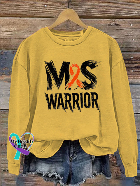 Multiple Sclerosis Warrior Print Casual Sweatshirt Yellow / S