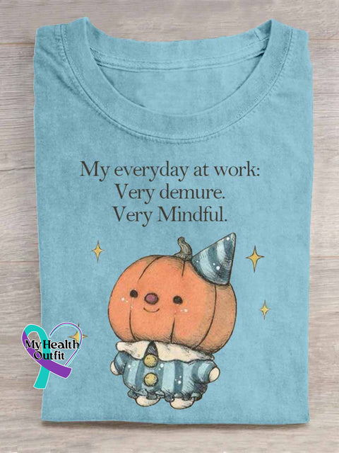 My Everyday At Work Very Demure Very Mindful Art Ghost Pumpkin Print T shirt LightBlue / S