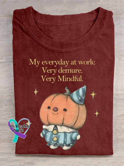 My Everyday At Work Very Demure Very Mindful Art Ghost Pumpkin Print T shirt Red / S