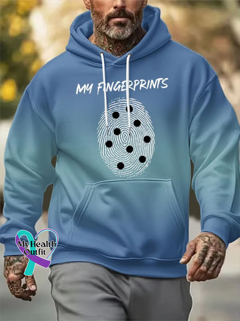 My Fingerprints Diabetes Awareness Cotton Casual Hoodie Sweatshirt Blue / S