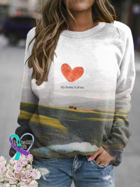 My Home Is Jesus Christian Christmas Bible Verse Faith Casual Sweatshirt Multicolor / S