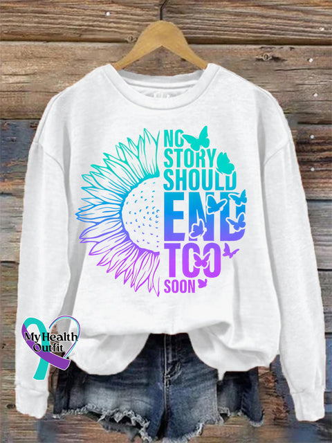 My Story Isn’t Over Semicolon Suicide Prevention Awareness Print Casual Sweatshirt White / 3Xl