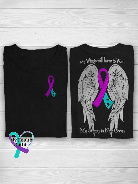 My Wings Will Have To Wait Story Is Not Over Print Casual T-Shirt Black / S