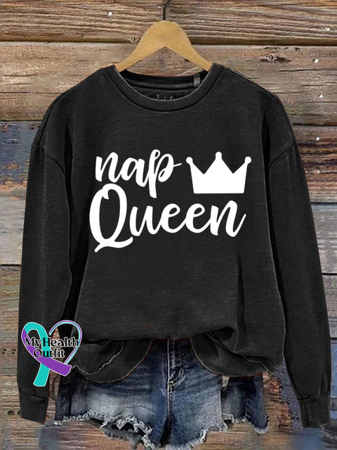 Nap Queen Art Print Casual Sweatshirt Black / S