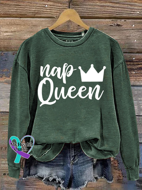 Nap Queen Art Print Casual Sweatshirt Green / S