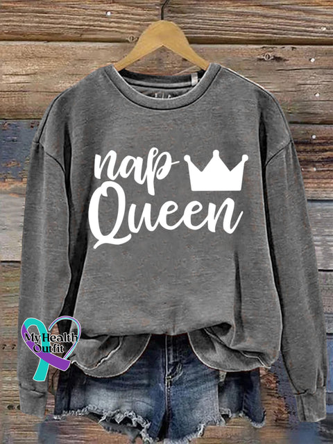 Nap Queen Art Print Casual Sweatshirt Grey / S