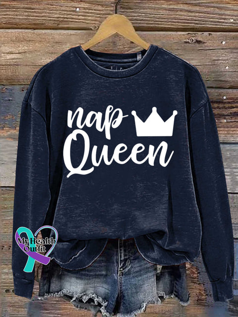 Nap Queen Art Print Casual Sweatshirt Navyblue / S
