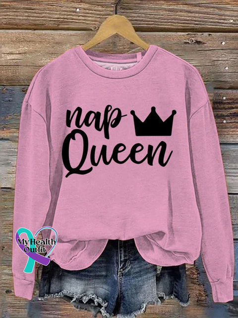 Nap Queen Art Print Casual Sweatshirt Pink / S