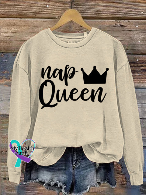 Nap Queen Art Print Casual Sweatshirt Sand / S