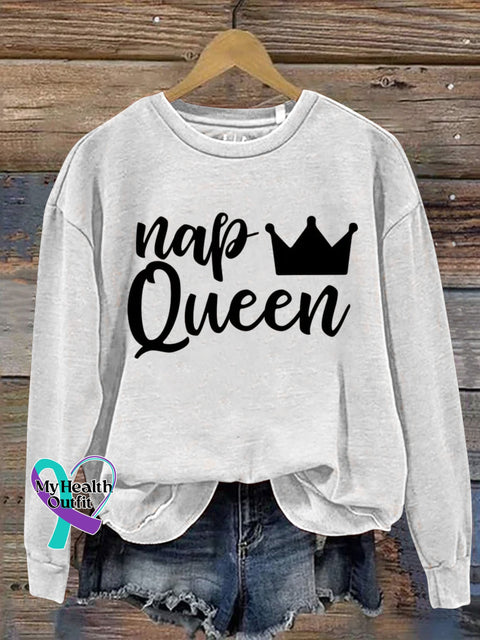 Nap Queen Art Print Casual Sweatshirt White / S