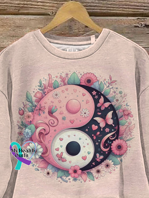 Natural Balance Of Ying And Yang Graphic Printed Casual Sweatshirt