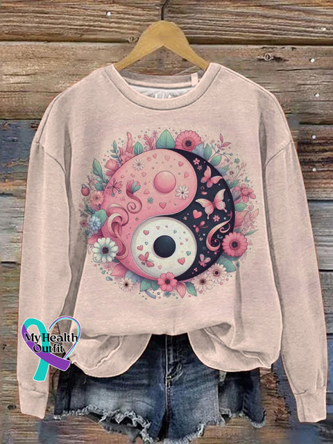 Natural Balance Of Ying And Yang Graphic Printed Casual Sweatshirt Multicolor / S