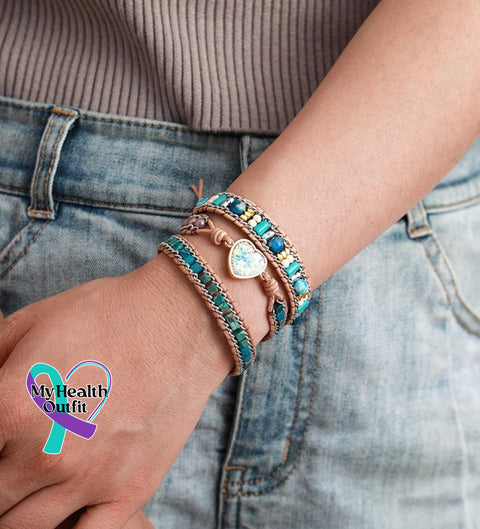 Natural Blue Stone British Bracelet - Mental Health Stress Relief Gift