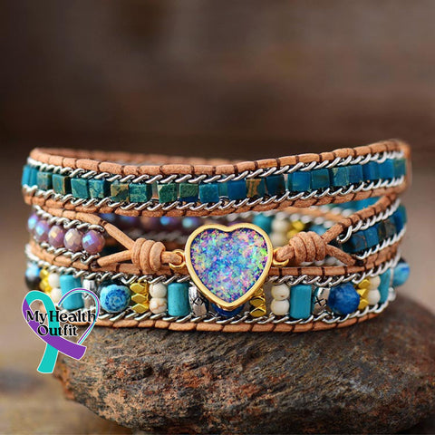 Natural Blue Stone British Bracelet - Mental Health Stress Relief Gift