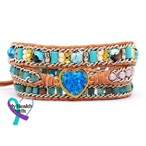 Natural Blue Stone British Bracelet - Mental Health Stress Relief Gift