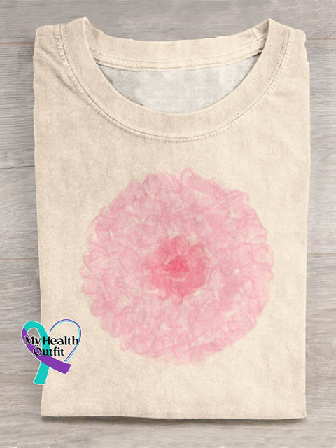 Nipple Breast Cancer Awareness Pattern Art Print Casual T shirt Apricot / S