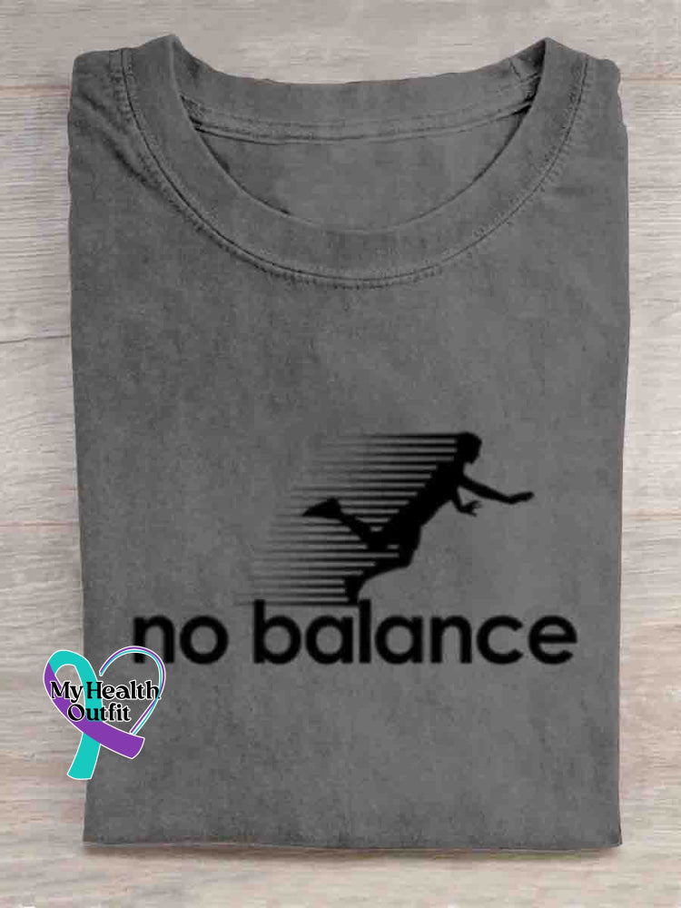 No Ballance Funny Art Print T-shirt Grey / S