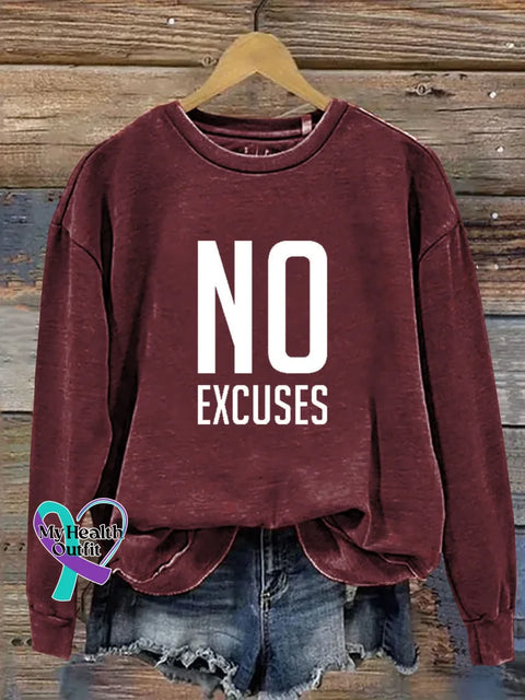 No Excuses Print Casual Sweatshirt Red / S