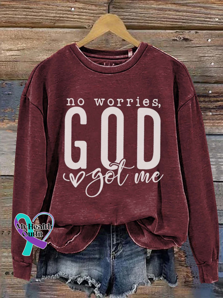 No Worries God Got Me Casual Sweatshirt Maroon / S