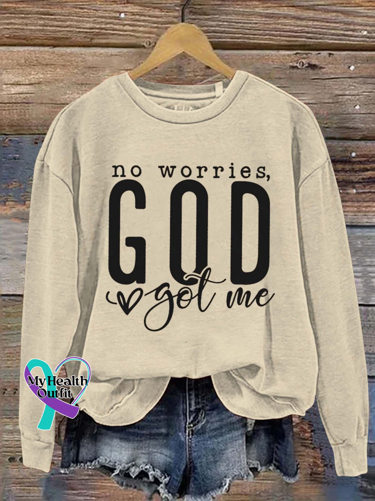 No Worries God Got Me Casual Sweatshirt Sand / S