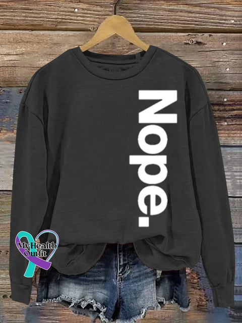 Nope Art Print Casual Sweatshirt Black / S