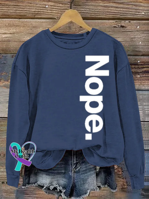 Nope Art Print Casual Sweatshirt Blue / S
