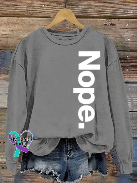Nope Art Print Casual Sweatshirt Grey / S