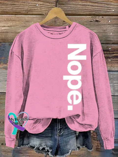 Nope Art Print Casual Sweatshirt Pink / S