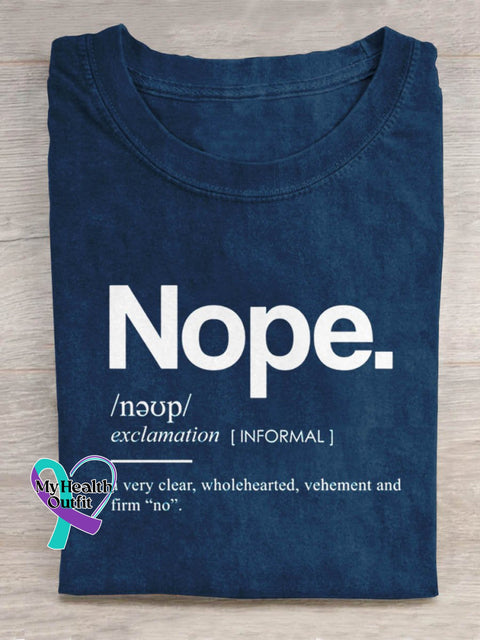Nope Art Print Casual T-Shirt Blue / S