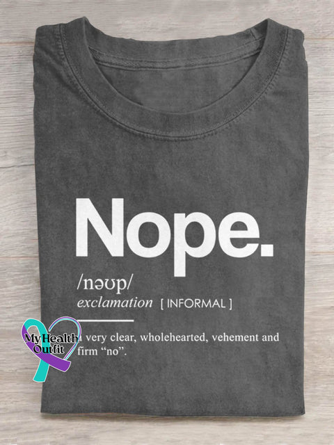 Nope Art Print Casual T-Shirt Grey / S