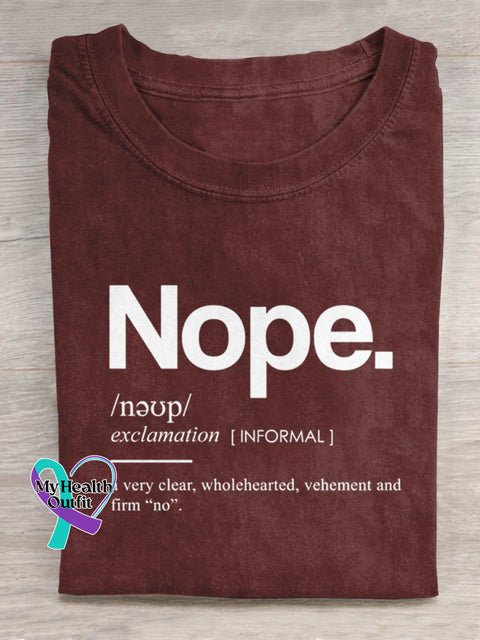 Nope Art Print Casual T-Shirt Red / S