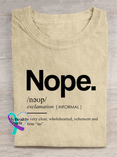 Nope Art Print Casual T-Shirt Sand / S