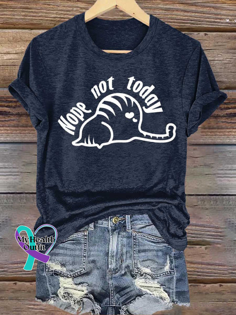 Nope Not Today Cat T-shirt Blue / S