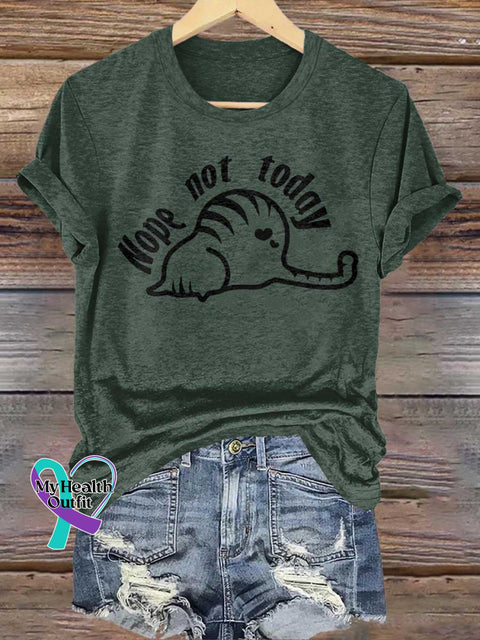 Nope Not Today Cat T-shirt Green / S