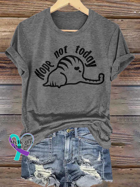 Nope Not Today Cat T-shirt Grey / S