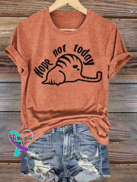 Nope Not Today Cat T-shirt Orange / S