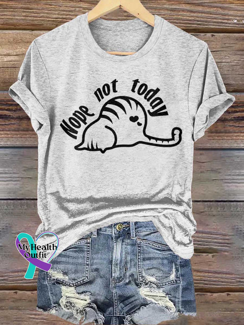 Nope Not Today Cat T-shirt White / S