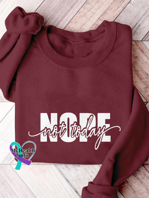 Nope Not Today Print Casual Sweatshirt Apricot / S