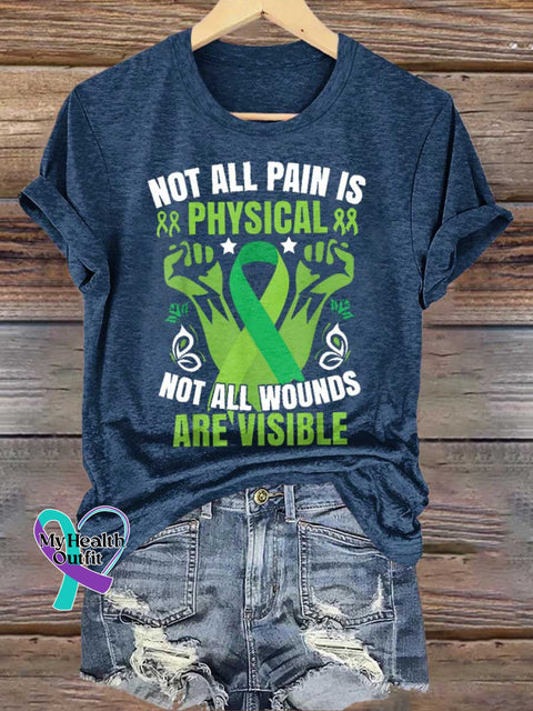 NOT ALL PAIN IS PHYSICAL NOT ALL WOUNDS ARE VISIBLE Mental Health Awareness T-shirt Blue / S