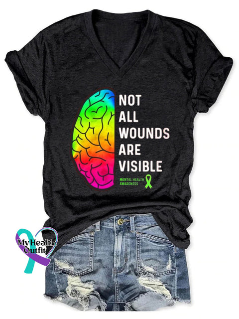 Not All Wounds Are Visible Art Print Casual T-Shirt Black / S