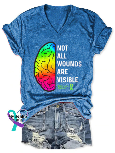 Not All Wounds Are Visible Art Print Casual T-Shirt Blue / S
