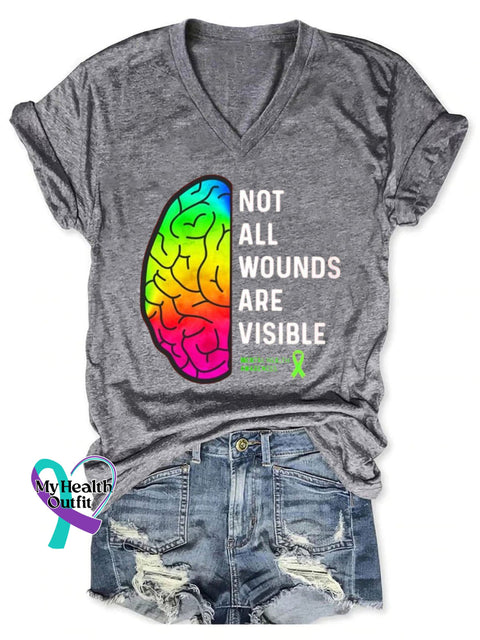 Not All Wounds Are Visible Art Print Casual T-Shirt Grey / S
