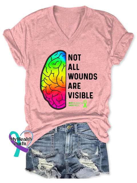 Not All Wounds Are Visible Art Print Casual T-Shirt Pink / S